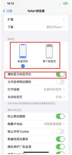 禹城苹果手机维修分享Safari浏览器如何切换标签栏位置 